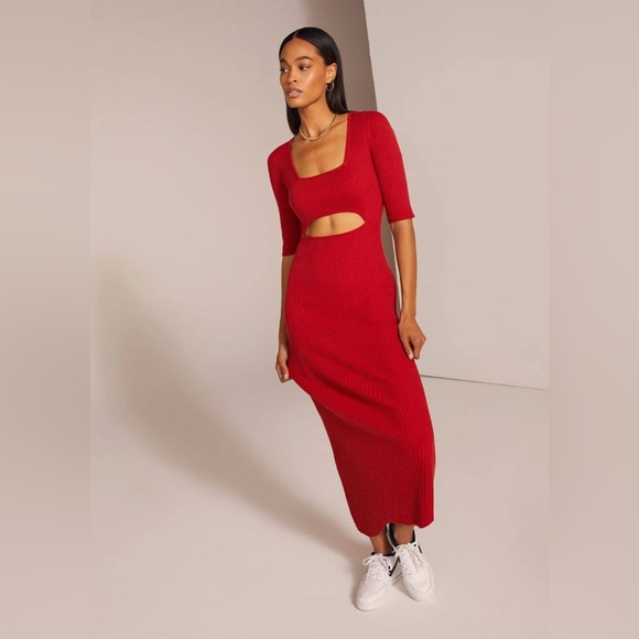 NWOT Favorite Daughter ‘The Crush Cutout Dress’ In Cherry Red Size Medium - Picture 2 of 14